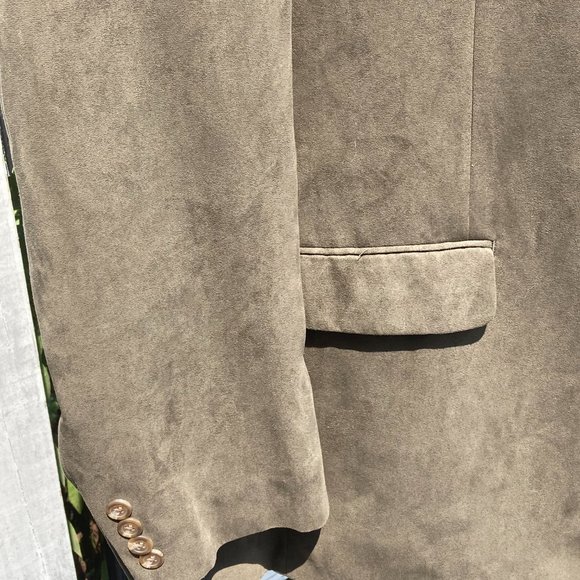 *DONATING TODAY*  CHAPS Men's Faux Suede Sport Coat Jacket Green/Tan Size 46L - Picture 3 of 7